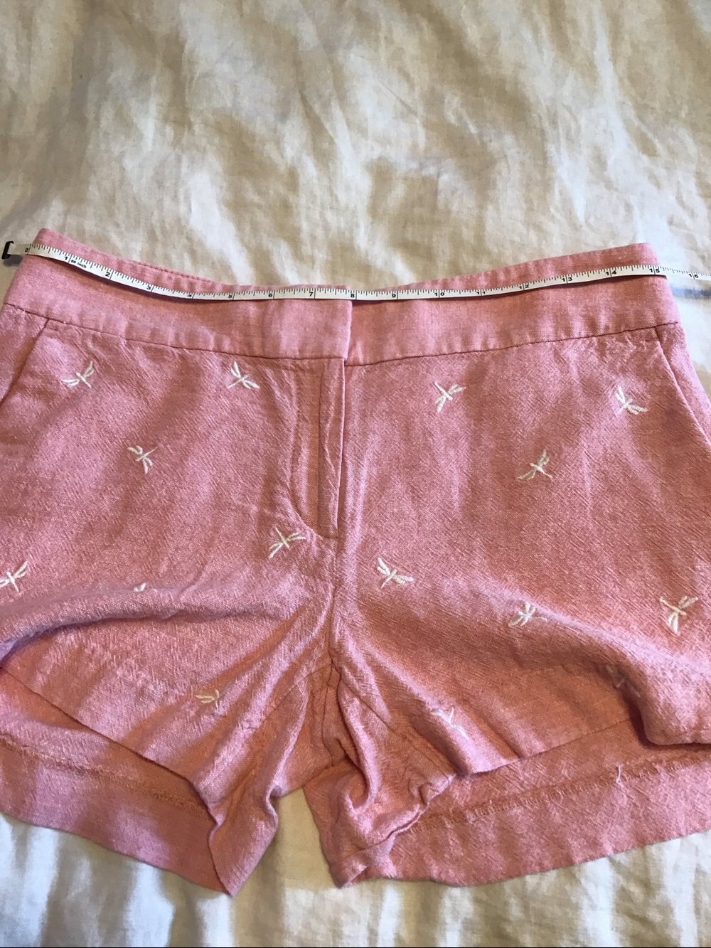 Loft The Riviera Short with Pockets Pink Linen-Blend Mid Rise Size 2